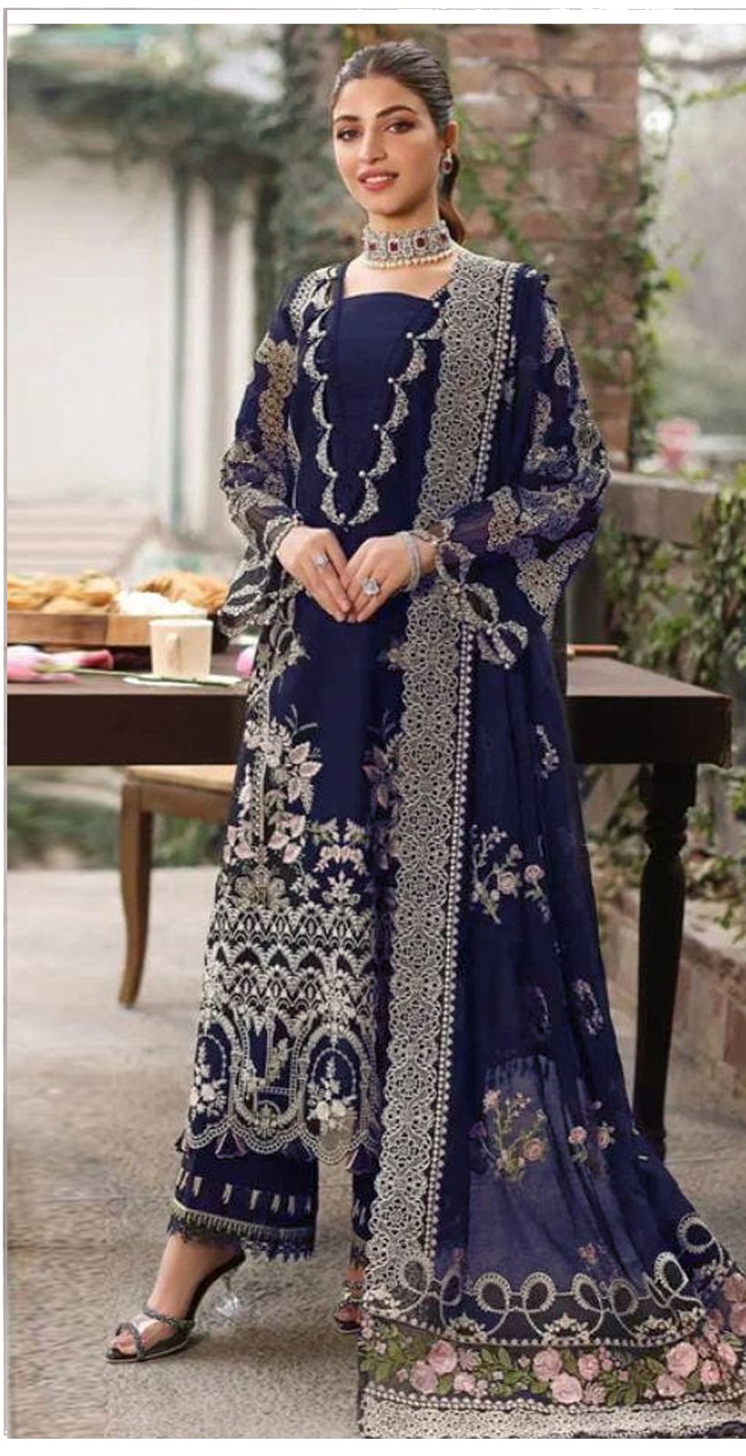 Fiddani Designer Airjet Lawn Unstitched Suit – Embroidered Front, Daman, Sleeves & Dupatta