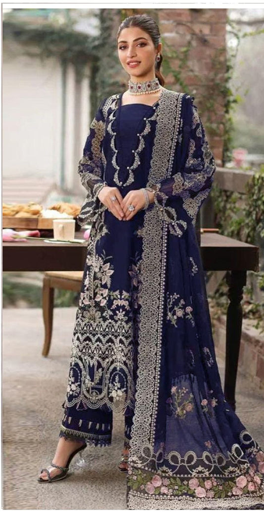 Fiddani Designer Airjet Lawn Unstitched Suit – Embroidered Front, Daman, Sleeves & Dupatta