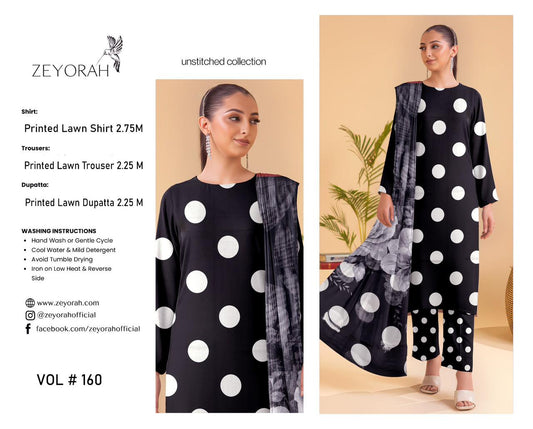 ZEYORAH by Shanaya Polka Dots 3 Piece Lawn Suit – Airjet Premium Quality