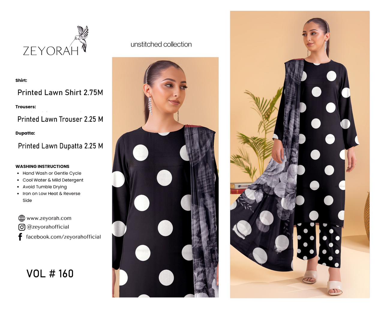 ZEYORAH by Shanaya Polka Dots 3 Piece Lawn Suit – Airjet Premium Quality