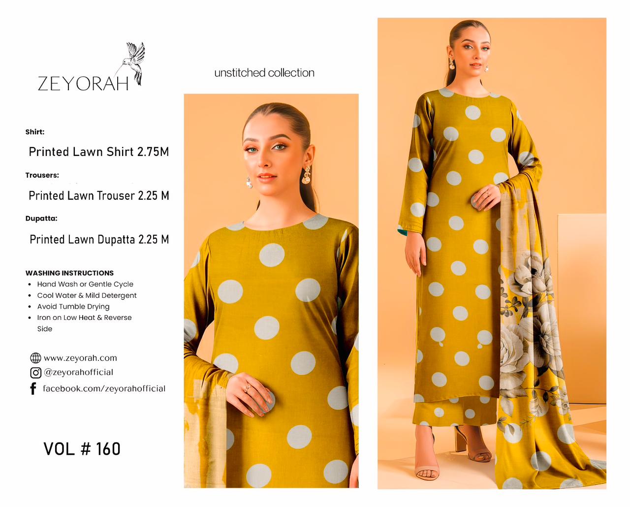 ZEYORAH by Shanaya Polka Dots 3 Piece Lawn Suit – Airjet Premium Quality