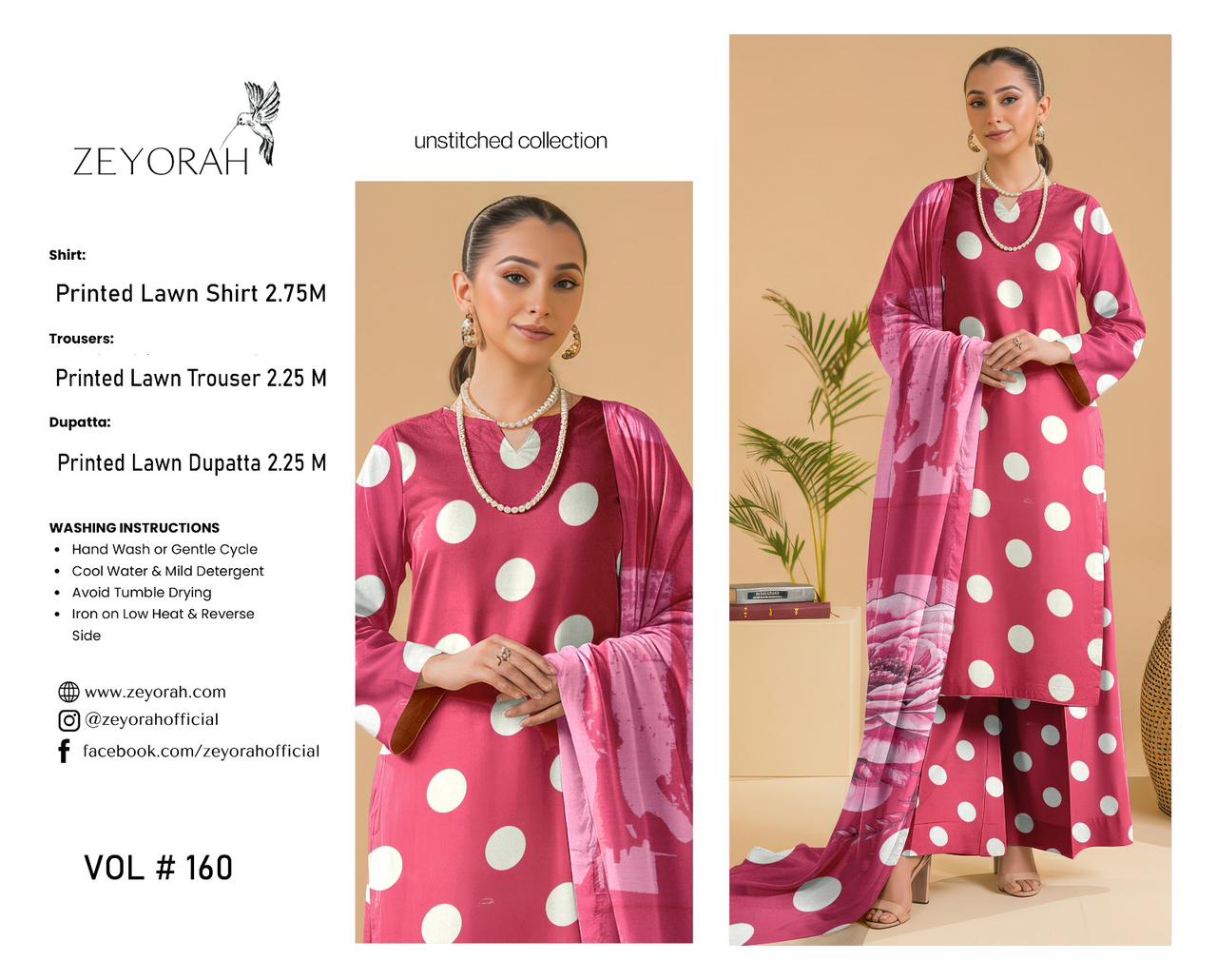 ZEYORAH by Shanaya Polka Dots 3 Piece Lawn Suit – Airjet Premium Quality