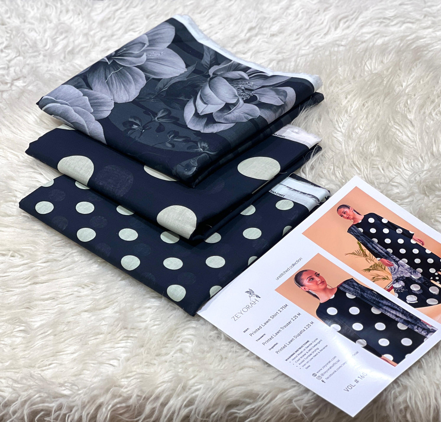 ZEYORAH by Shanaya Polka Dots 3 Piece Lawn Suit – Airjet Premium Quality