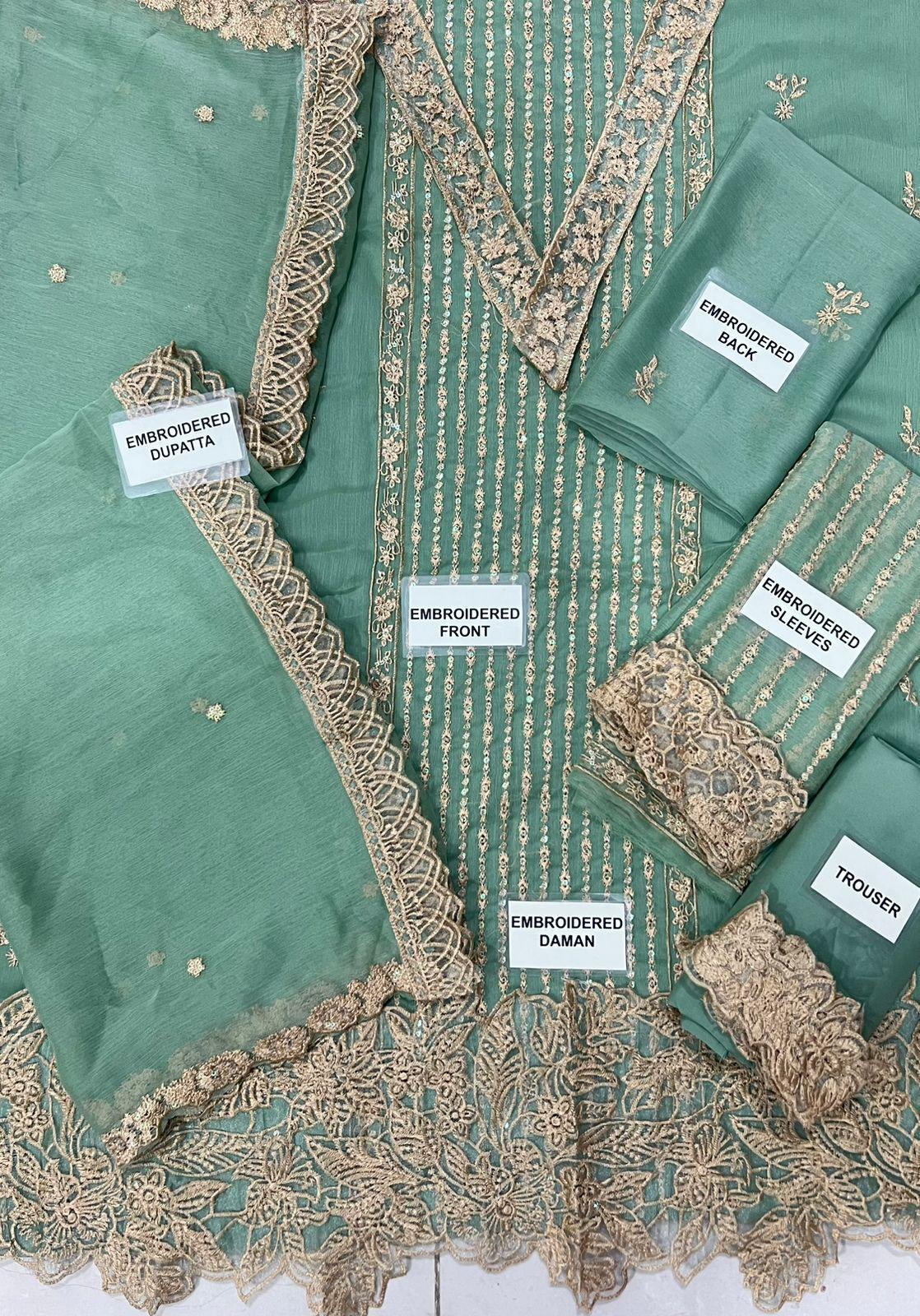 Unstitched Replica Chiffon Suit with Malai Trouser – Premium Collection