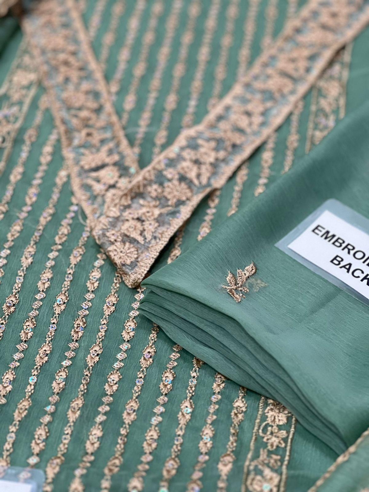 Unstitched Replica Chiffon Suit with Malai Trouser – Premium Collection
