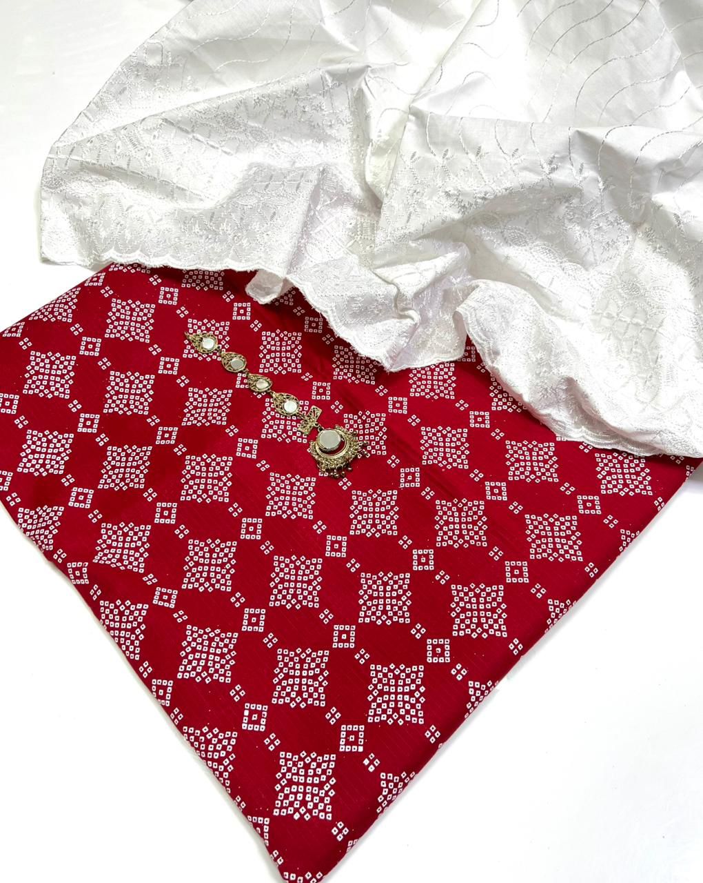 New Arrival –Unstitched  Pure Lawn Cotton 2 Piece Suit with Bana Doria Printed Shirt & Chicken Embroidered Trouser