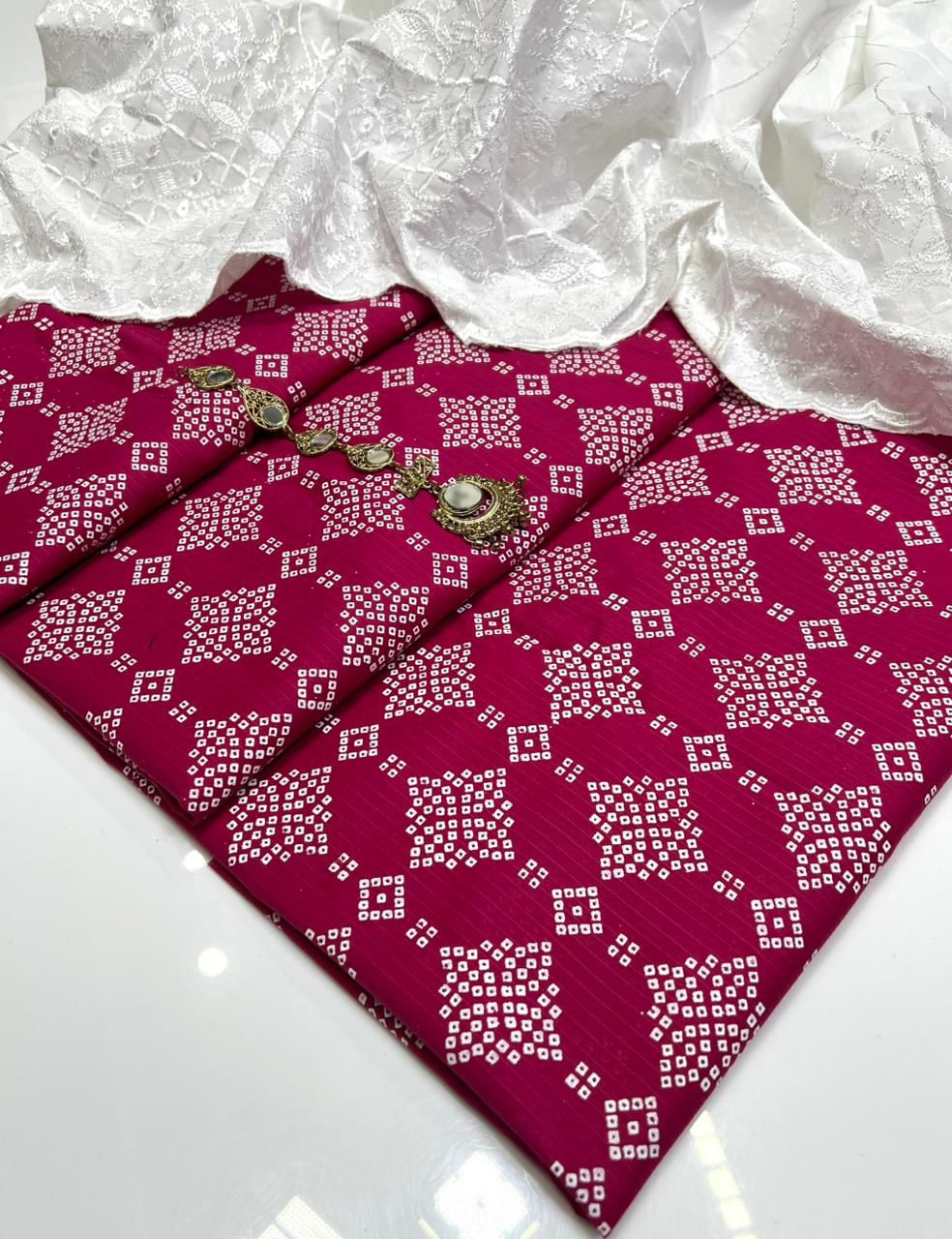 New Arrival –Unstitched  Pure Lawn Cotton 2 Piece Suit with Bana Doria Printed Shirt & Chicken Embroidered Trouser