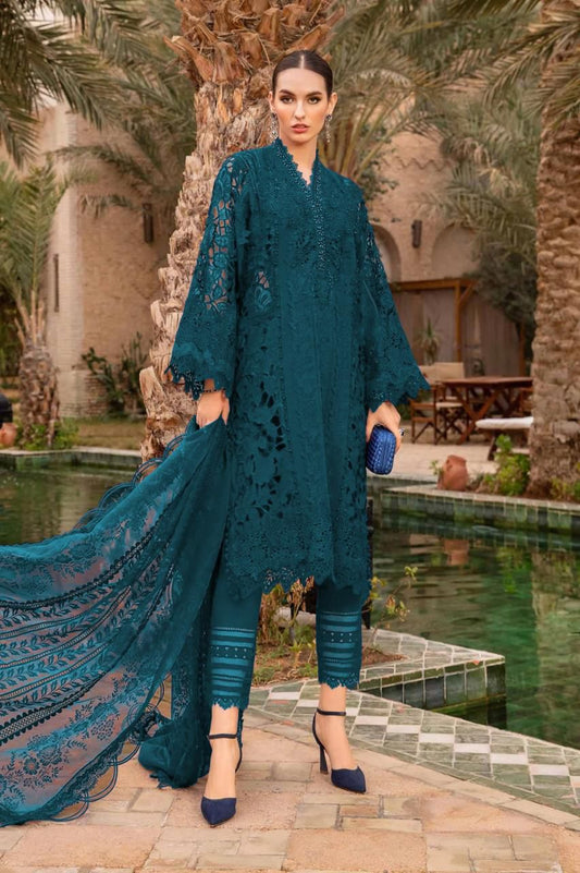 Maria B Latest Collection – Premium 3 Piece Embroidered Suit with Organza Dupatta & 3D Work