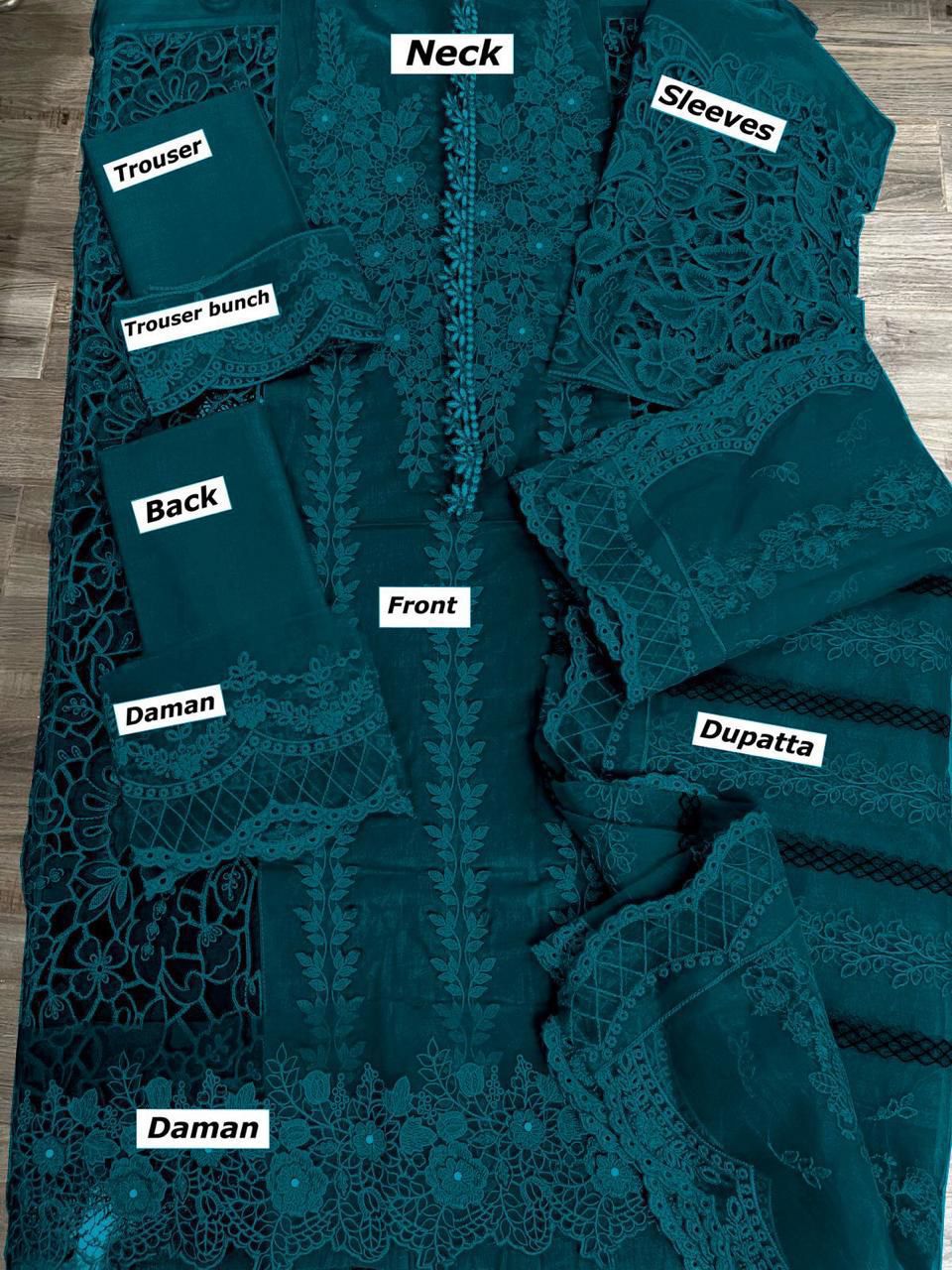 Maria B Latest Collection – Premium 3 Piece Embroidered Suit with Organza Dupatta & 3D Work