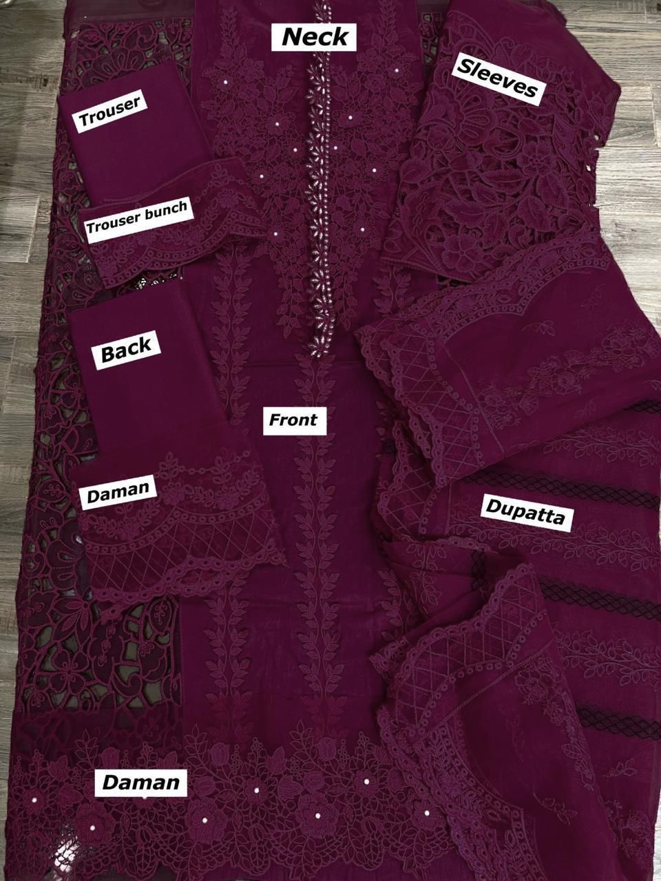 Maria B Latest Collection – Premium 3 Piece Embroidered Suit with Organza Dupatta & 3D Work