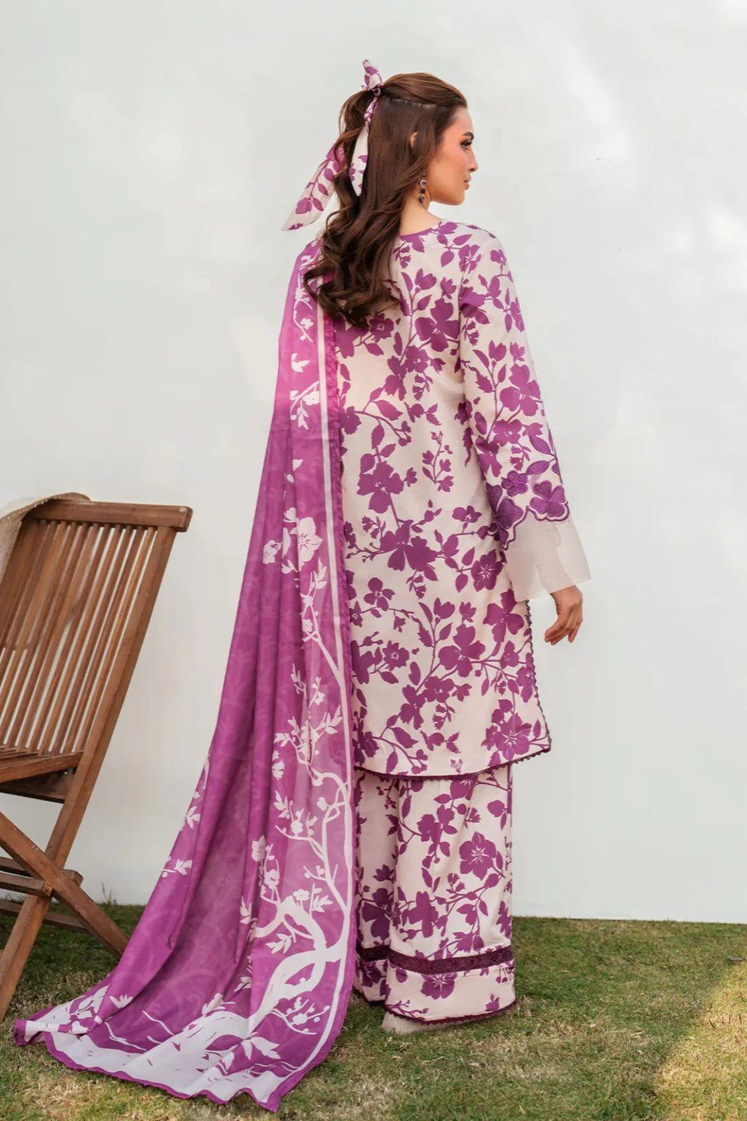 Luxury 3 Piece Lawn Unstitched Collection – Digital Printed Shirt with Chiffon Dupatta