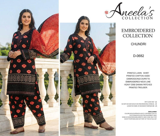 Aneela Chundri Collection Vol 3 Unstitched Heavy Embroidered Lawn Suit
