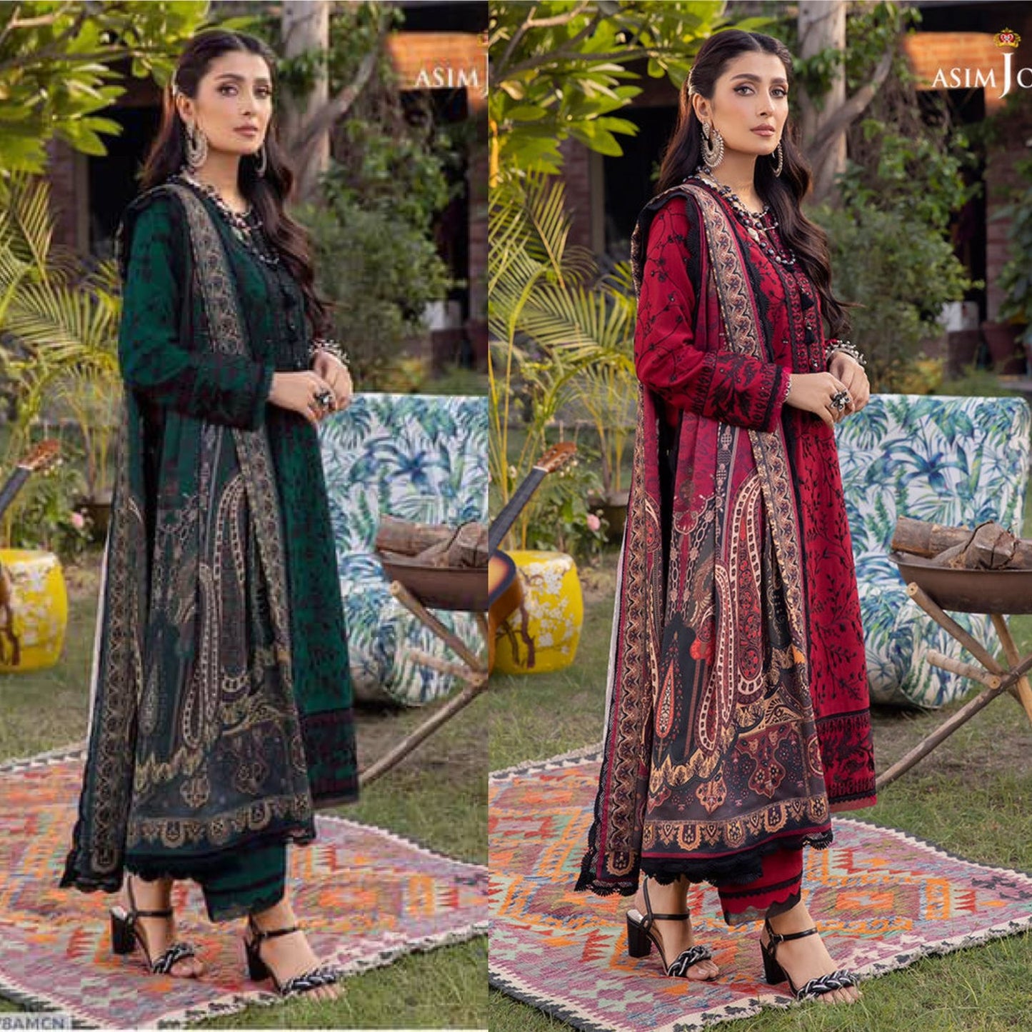 Asim Jofa Premium Lawn 3PC Suit – Heavy Embroidered Front with Digital Voil Dupatta | Unstitched 2026