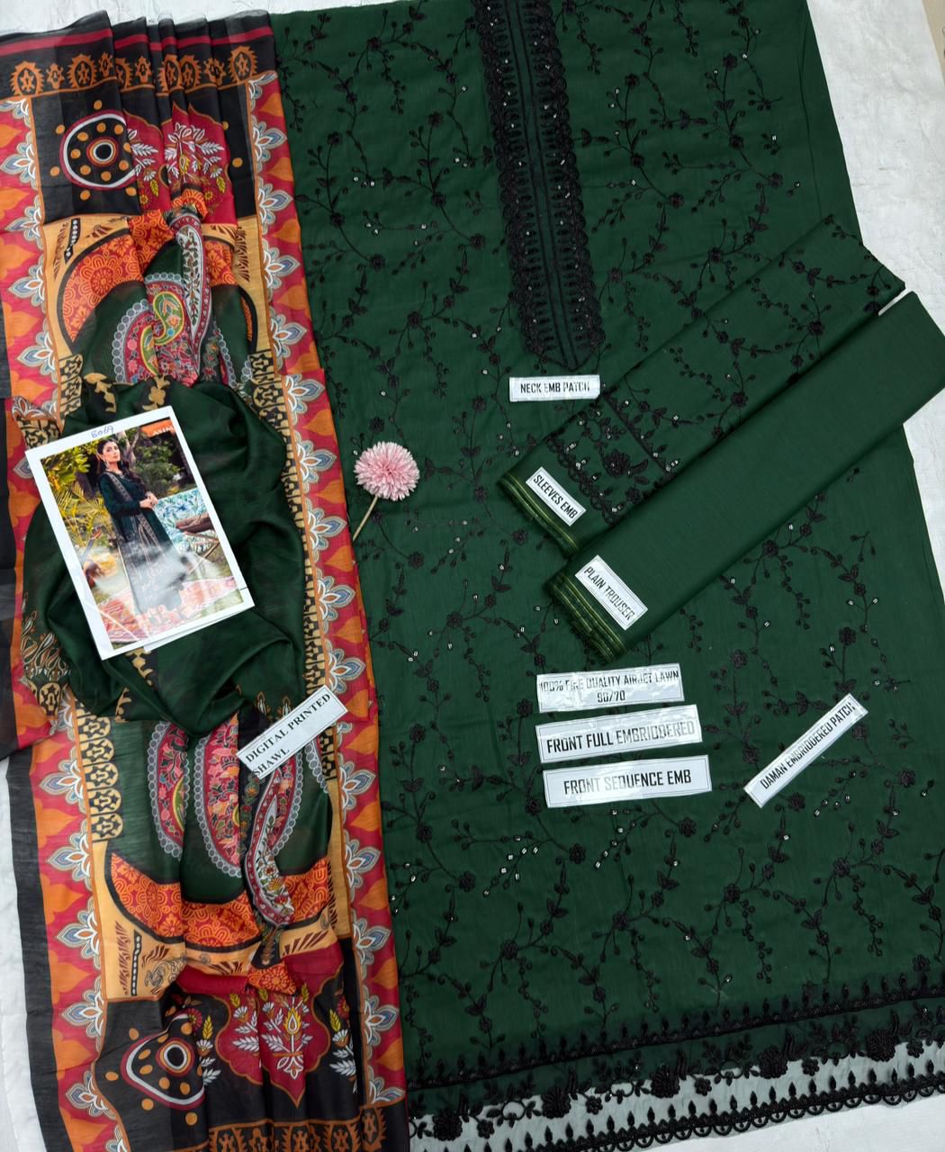 Asim Jofa Premium Lawn 3PC Suit – Heavy Embroidered Front with Digital Voil Dupatta | Unstitched 2026
