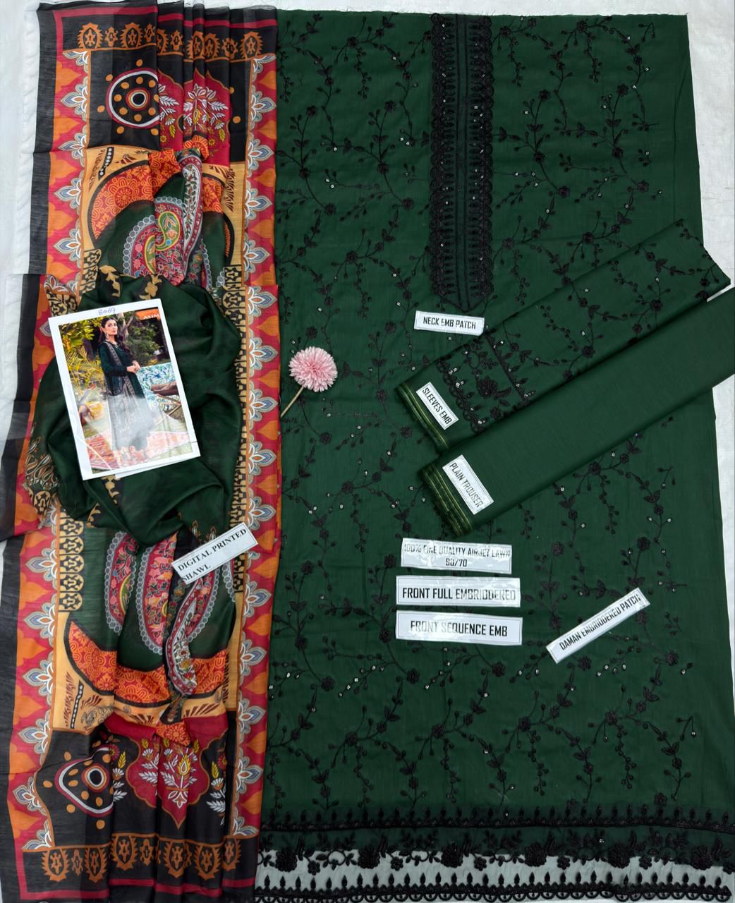 Asim Jofa Premium Lawn 3PC Suit – Heavy Embroidered Front with Digital Voil Dupatta | Unstitched 2026