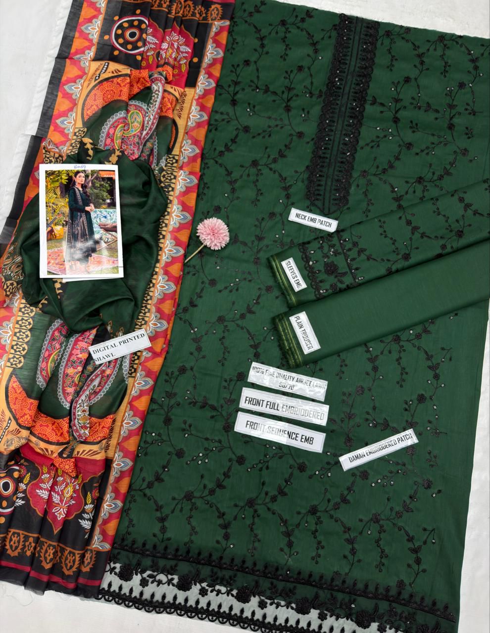 Asim Jofa Premium Lawn 3PC Suit – Heavy Embroidered Front with Digital Voil Dupatta | Unstitched 2026