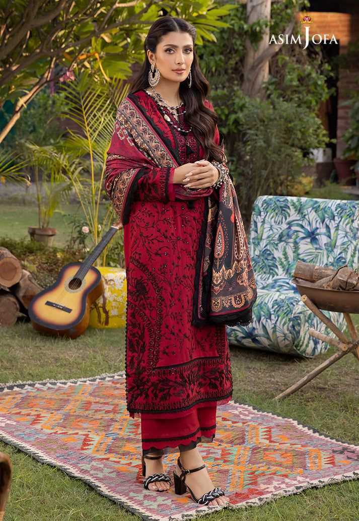 Asim Jofa Premium Lawn 3PC Suit – Heavy Embroidered Front with Digital Voil Dupatta | Unstitched 2026