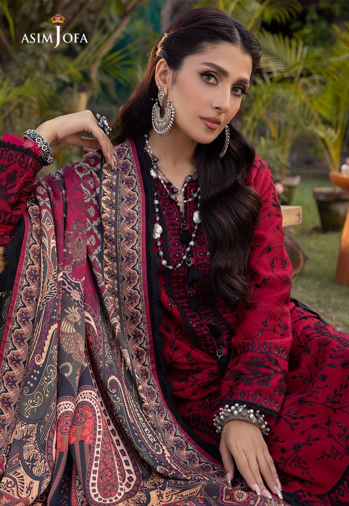 Asim Jofa Premium Lawn 3PC Suit – Heavy Embroidered Front with Digital Voil Dupatta | Unstitched 2026