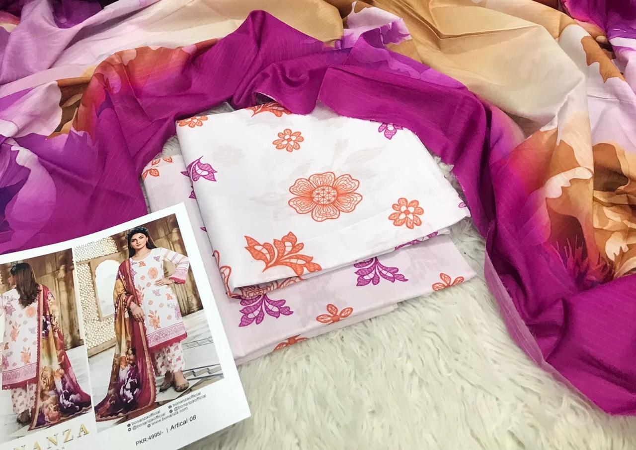 Bonanza Bana Dora Printed Lawn 3PC Suit – Digital Shirt, Doria Trouser & Dupatta | 2026 Collection