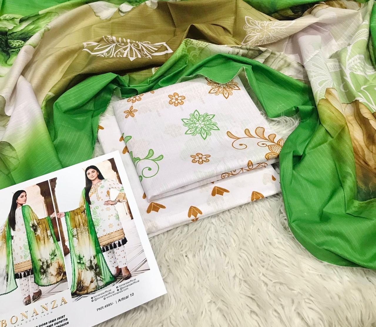 Bonanza Bana Dora Printed Lawn 3PC Suit – Digital Shirt, Doria Trouser & Dupatta | 2026 Collection