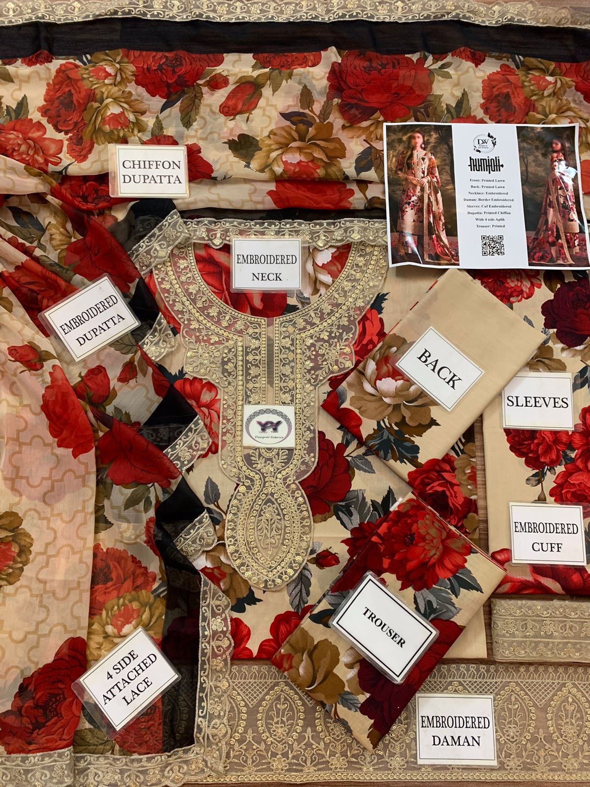 MOHAGNI Premium Lawn 3PC Suit – Chiffon Dupatta | Embroidered Unstitched 2026